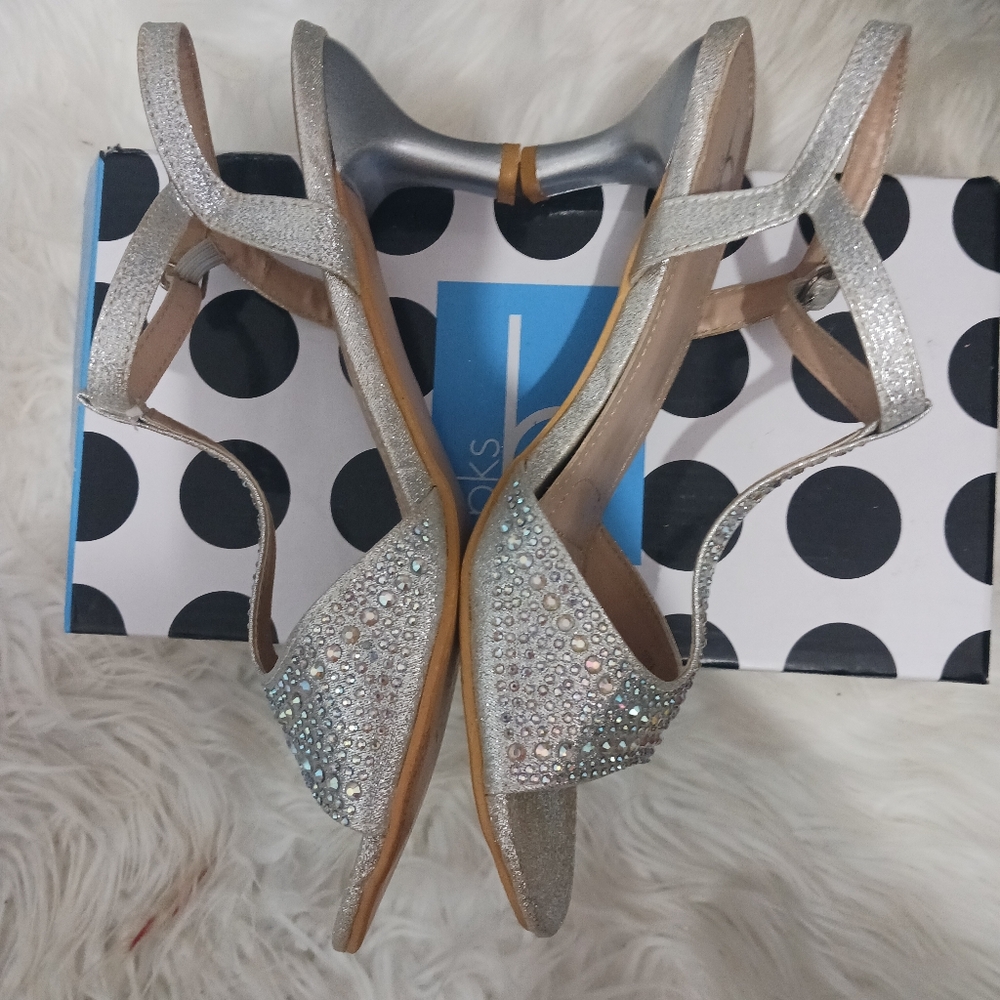Bks Bakers Women silver rhinestone sandal heels - Picture 8 of 12